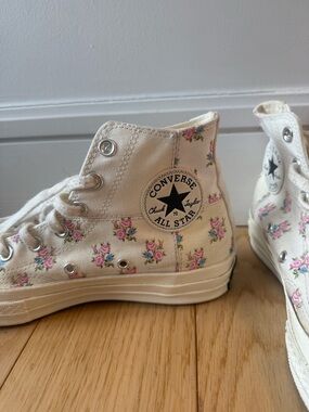 Converse High-Top Sneakers in Cream with Pink Floral